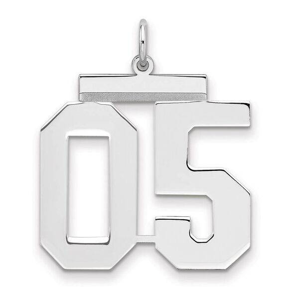 Sterling Silver, Athletic Collection, Large Polished Number 05 Pendant - Picture 1 of 3
